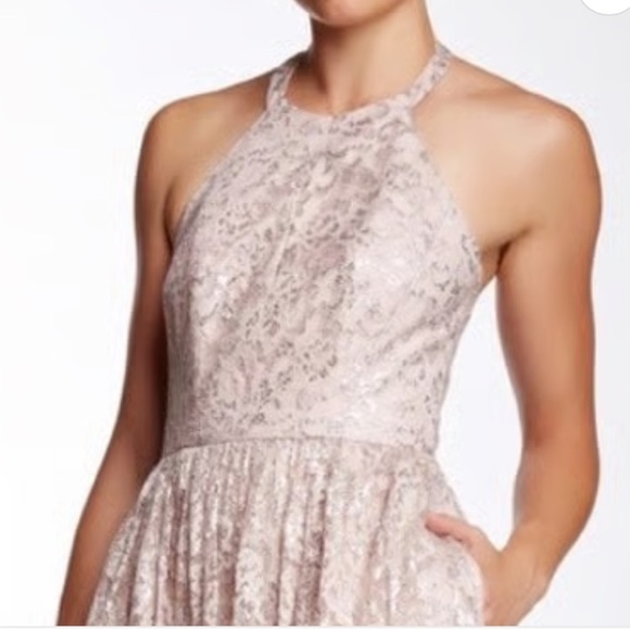 Shoshanna Midnight Algeria Lace Halter Dress Size 6 Blush Pink from Revolve - Picture 4 of 10